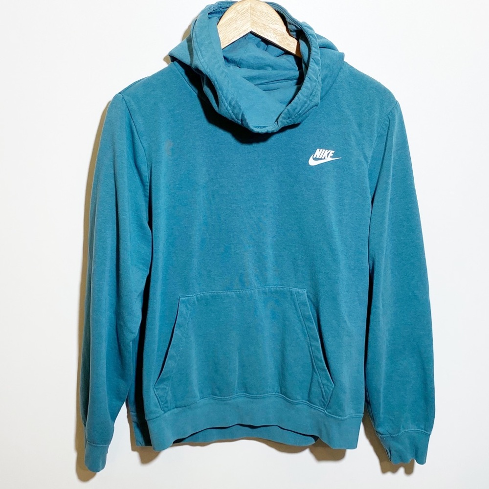 Nike Funnel Neck Pullover Hoodie Blue Green Great Condition Women’s Size Large